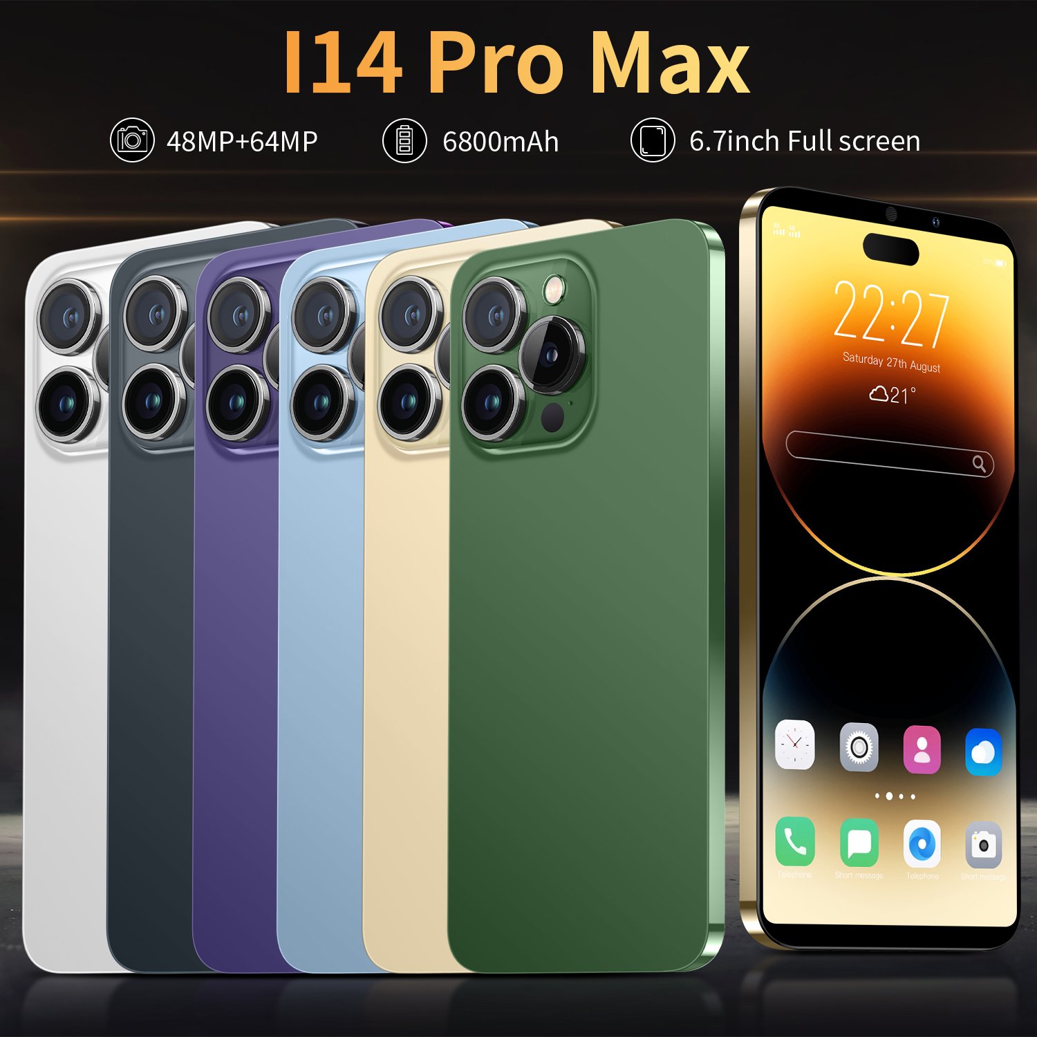 14 pro max 16+512GB 48+64MP 6800mAh 10 Core China Makes Cheap Mobile Phones Global Version Android 10 Dual SIM 5G Smart phone